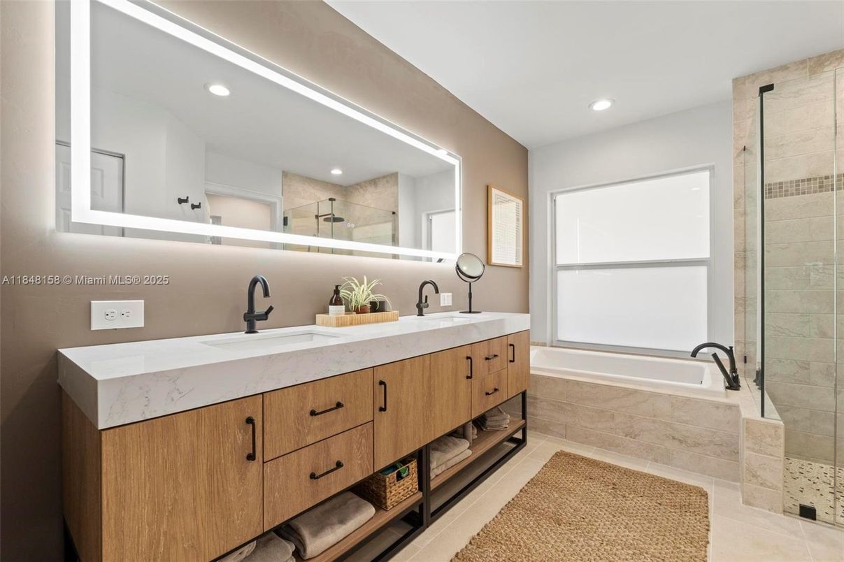 Bathroom, Dual Sink Vanities, Glass Shower, Interior, Recessed Lighting