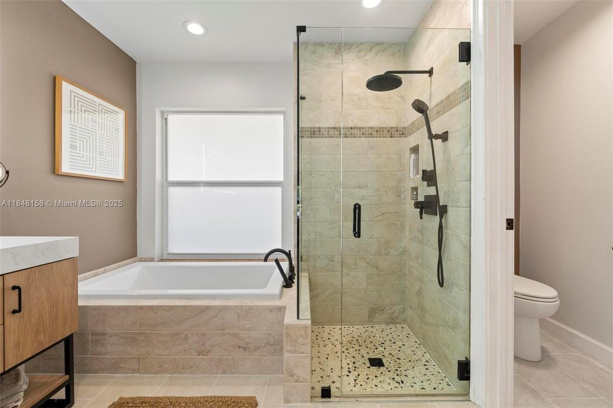 Bathroom, Glass Shower, Interior, Recessed Lighting