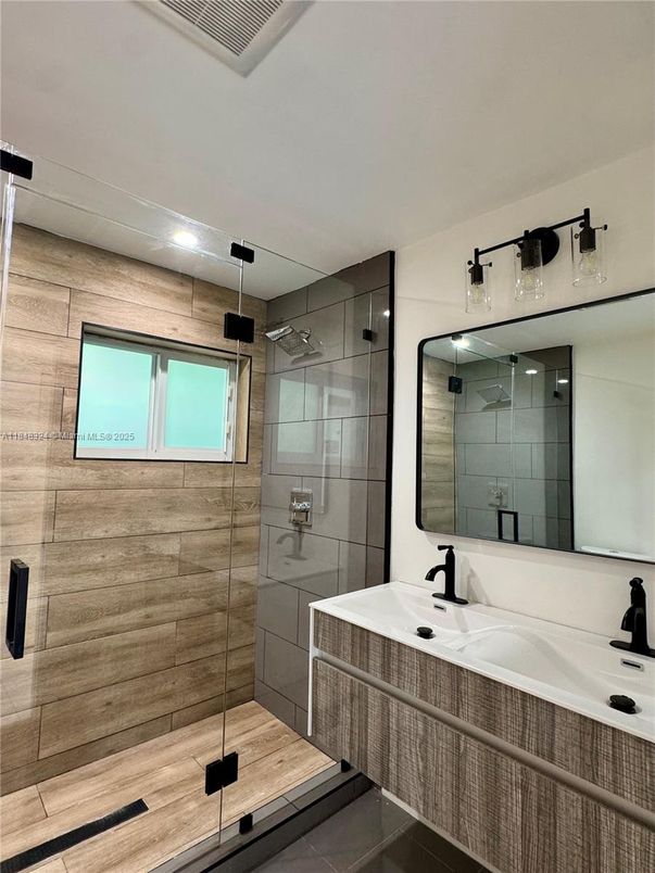Bathroom, Dual Sink Vanities, Glass Shower, Interior