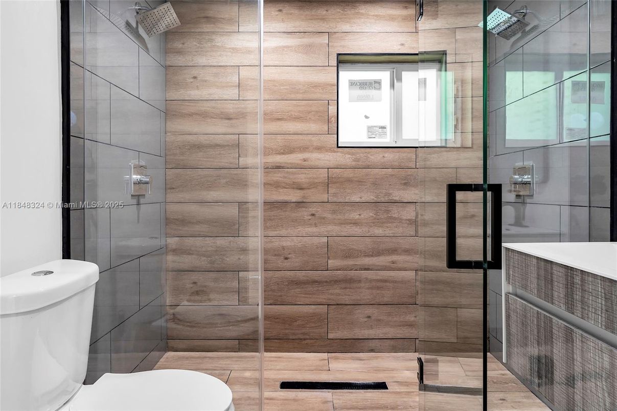 Bathroom, Glass Shower, Interior, Wooden Walls