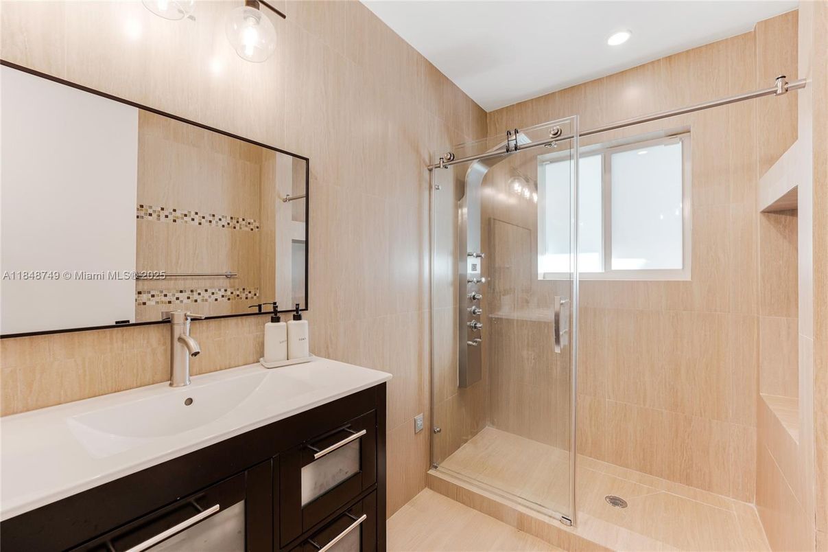 Bathroom, Glass Shower, Interior, Recessed Lighting