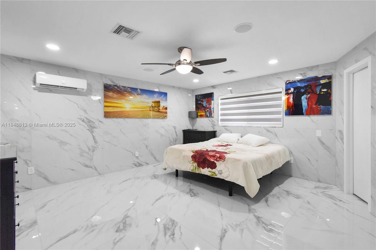 Bedroom, Interior, Marble, Marble Walls, Recessed Lighting