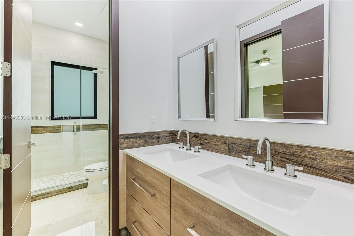 Bathroom, Dual Sink Vanities, Glass Shower, Interior, Recessed Lighting