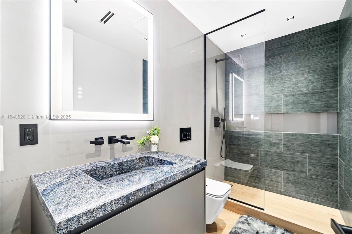 Bathroom, Glass Shower, Interior, Recessed Lighting