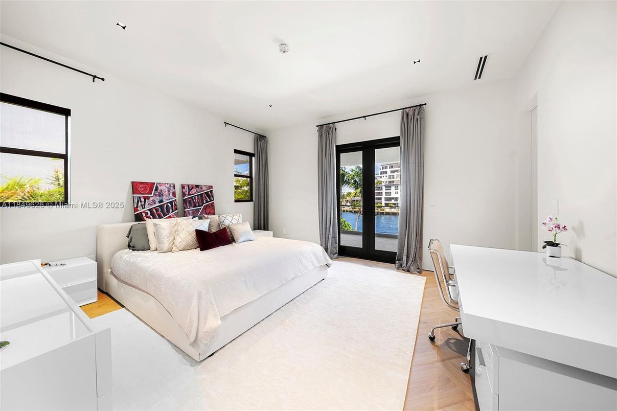 Bedroom, Home Office, Interior, Recessed Lighting, Water, Wood Texture Flooring
