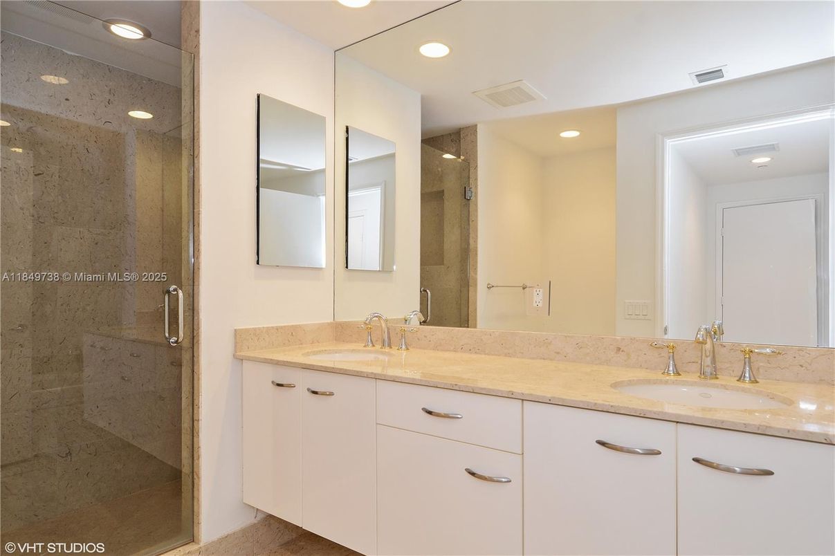 Bathroom, Dual Sink Vanities, Glass Shower, Interior, Recessed Lighting