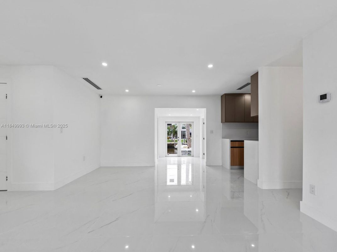 Empty room, Interior, Kitchen, Marble, Recessed Lighting