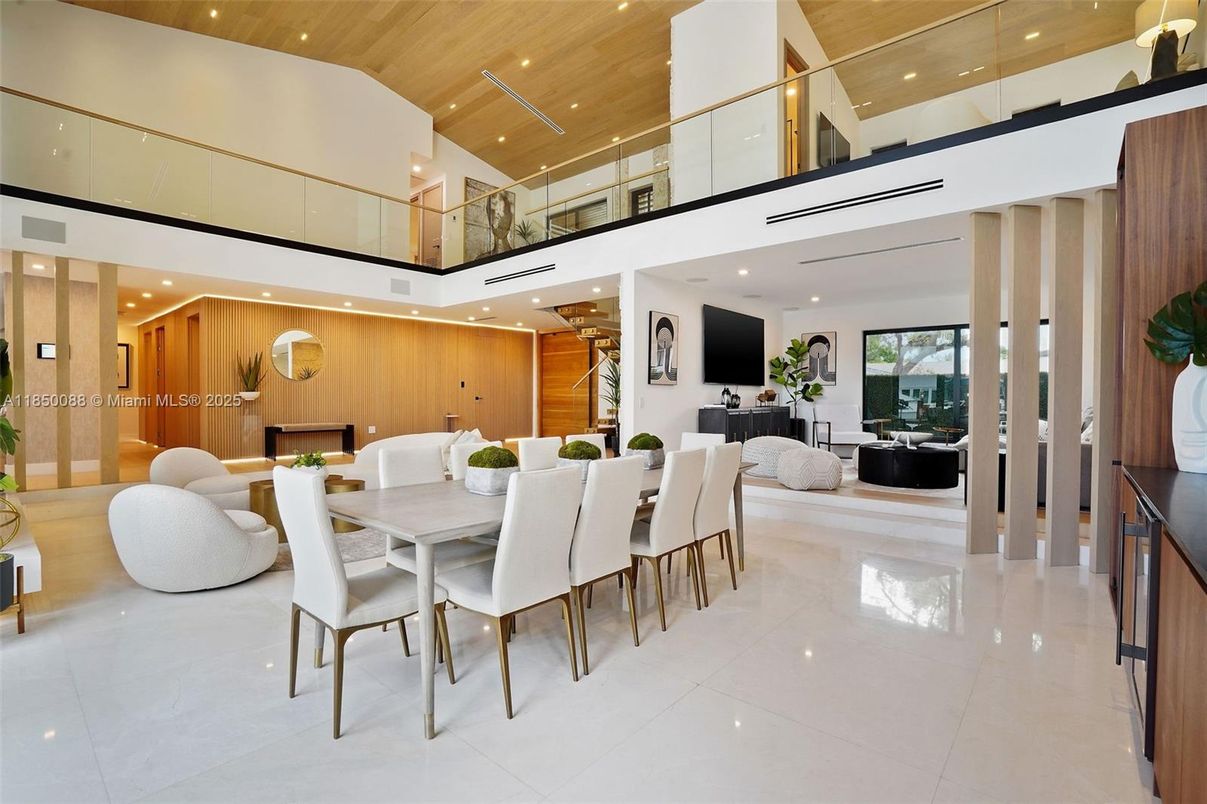 Dining room, Interior, Living room, Recessed Lighting, Wooden Ceilings