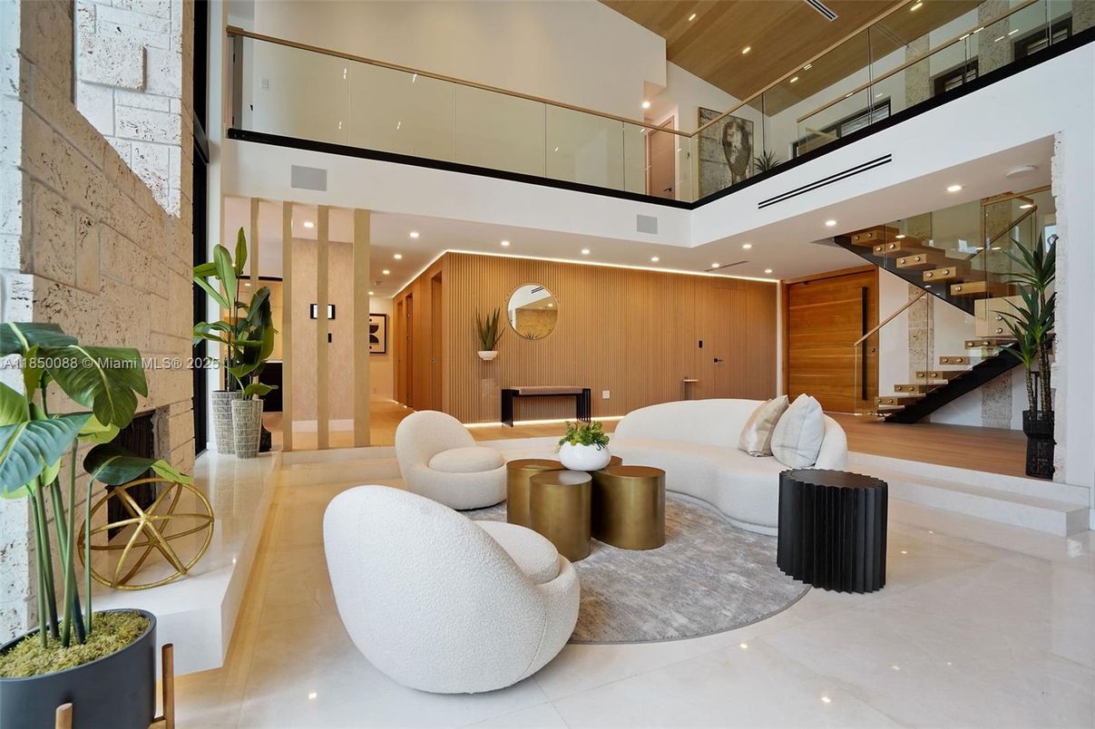 Interior, Living room, Recessed Lighting, Wooden Walls