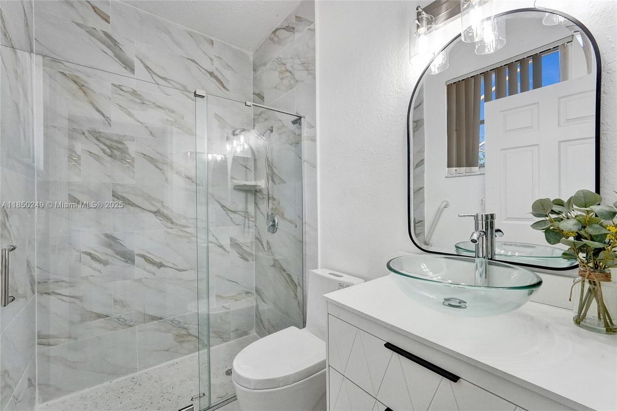 Bathroom, Glass Shower, Interior, Marble Walls