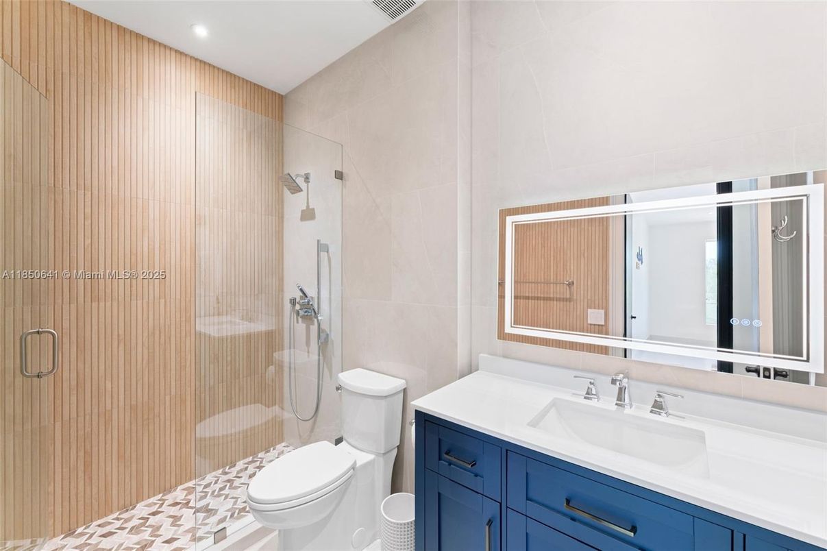Bathroom, Glass Shower, Interior, Recessed Lighting
