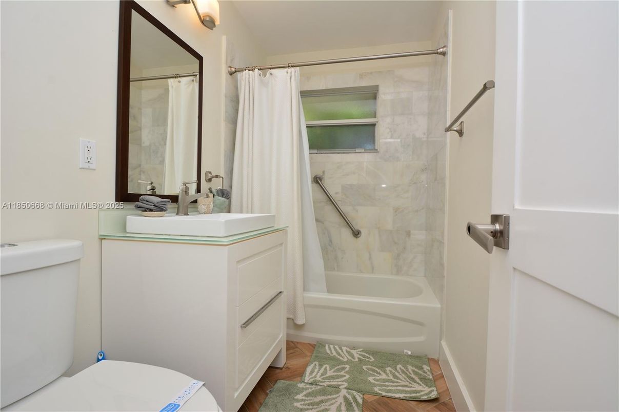Bathroom, Interior, Marble Walls, Wood Texture Flooring