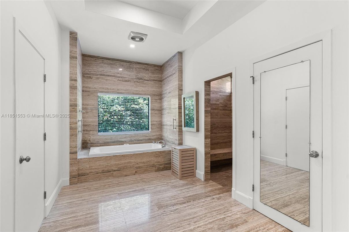 Bathroom, Interior, Recessed Lighting, Wooden Walls