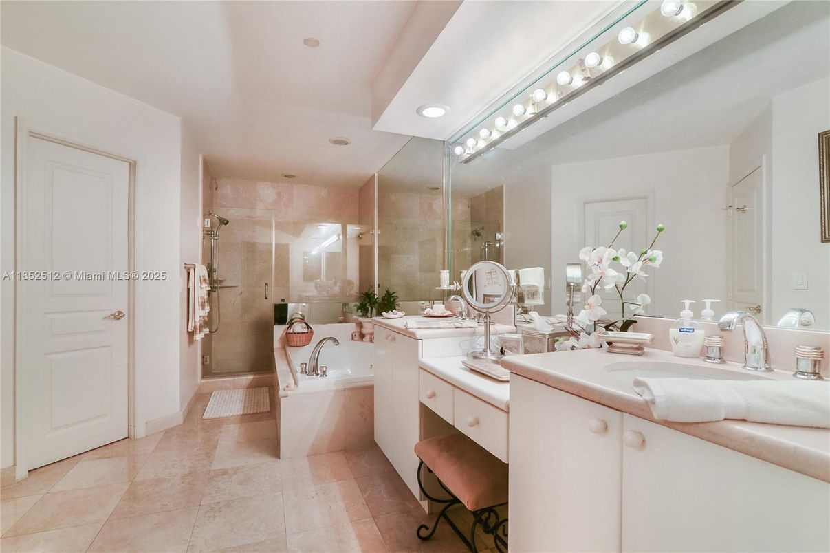 Bathroom, Dual Sink Vanities, Glass Shower, Interior, Recessed Lighting
