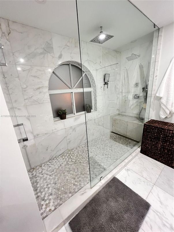 Bathroom, Glass Shower, Interior, Marble, Marble Walls