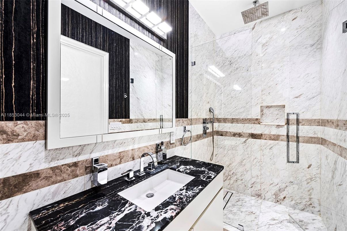 Bathroom, Glass Shower, Interior, Marble Walls