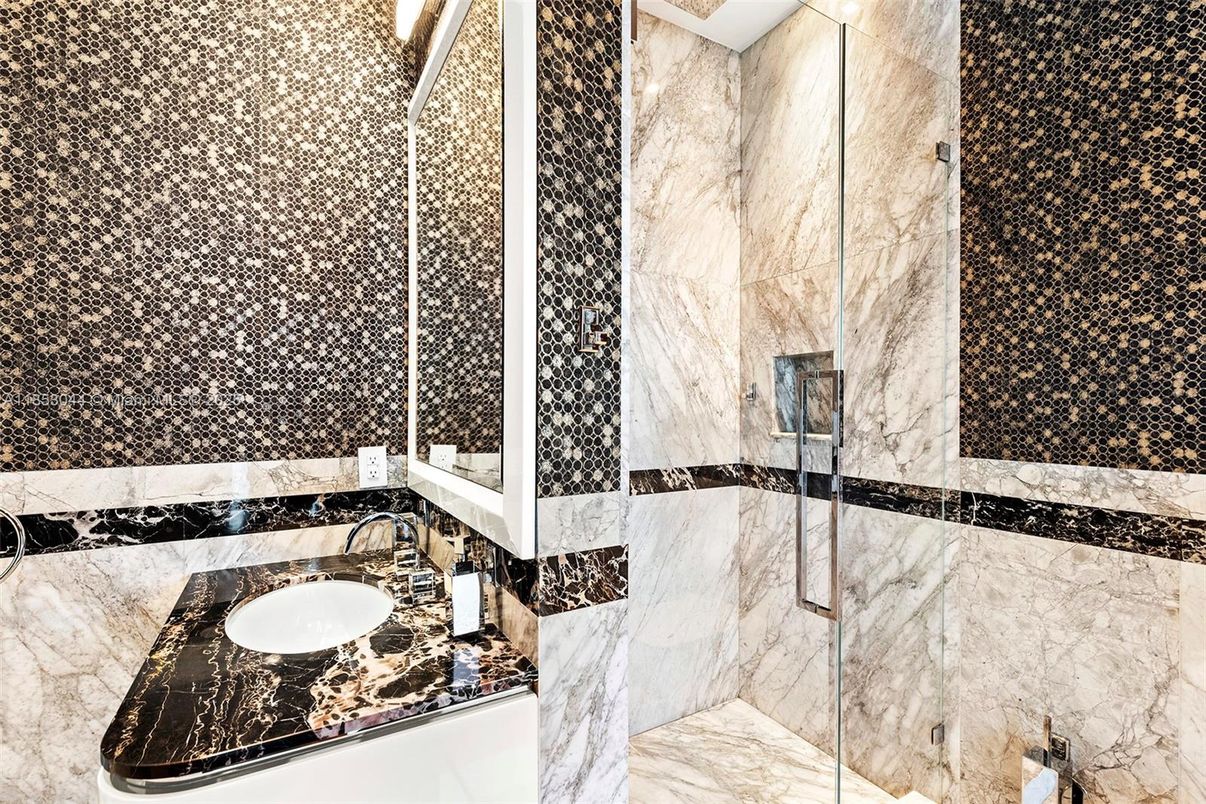 Bathroom, Glass Shower, Interior, Marble Walls