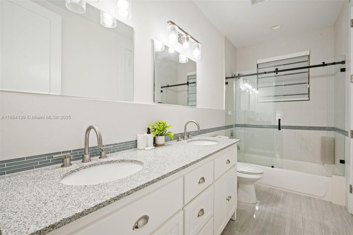 Bathroom, Dual Sink Vanities, Glass Shower, Interior, Recessed Lighting
