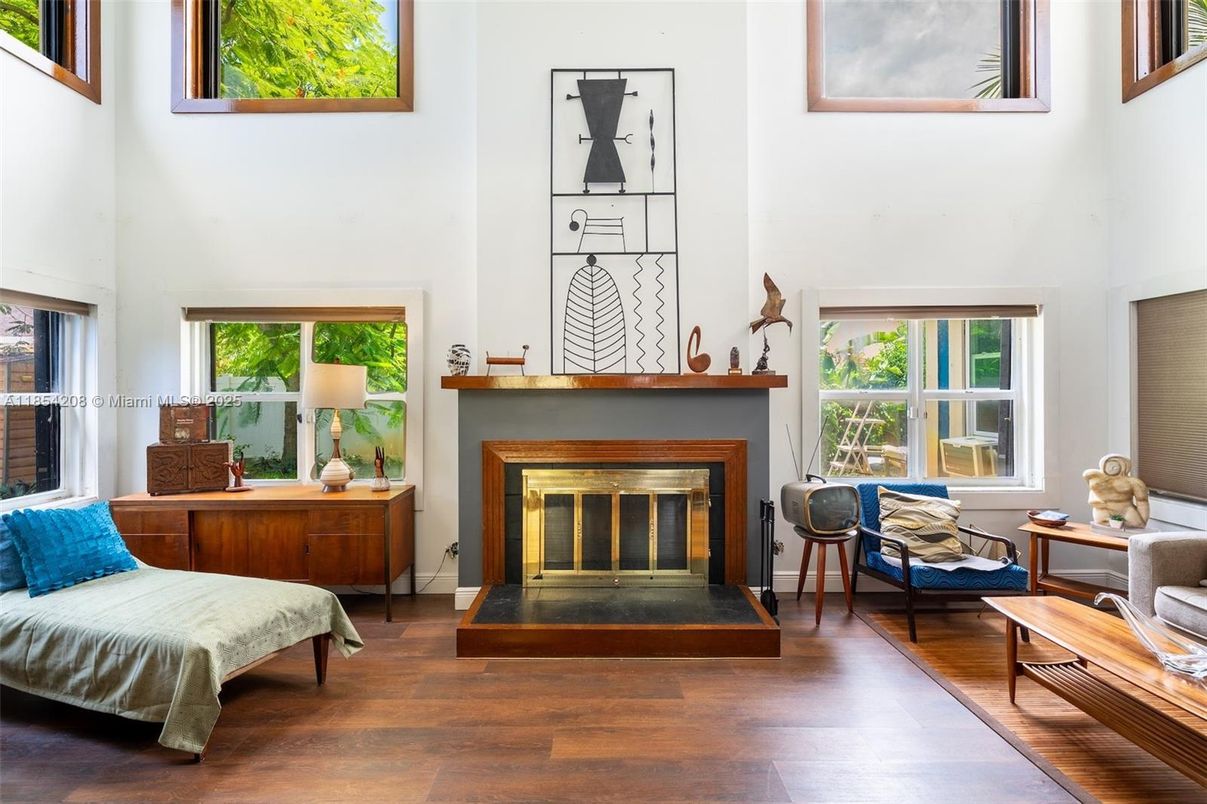 Fireplace, Interior, Wood Texture Flooring