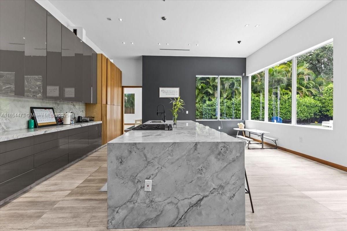 Interior, Kitchen, Marble Walls, Recessed Lighting
