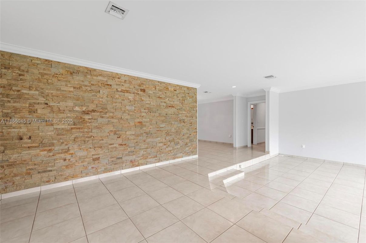 Empty room, Interior, Recessed Lighting, Stone Walls