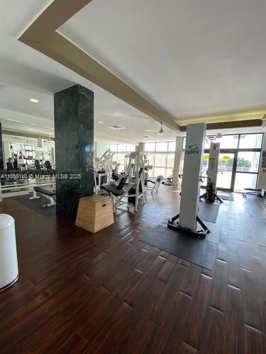 Fitness Equipment, Gym, Interior, Recessed Lighting, Wood Texture Flooring