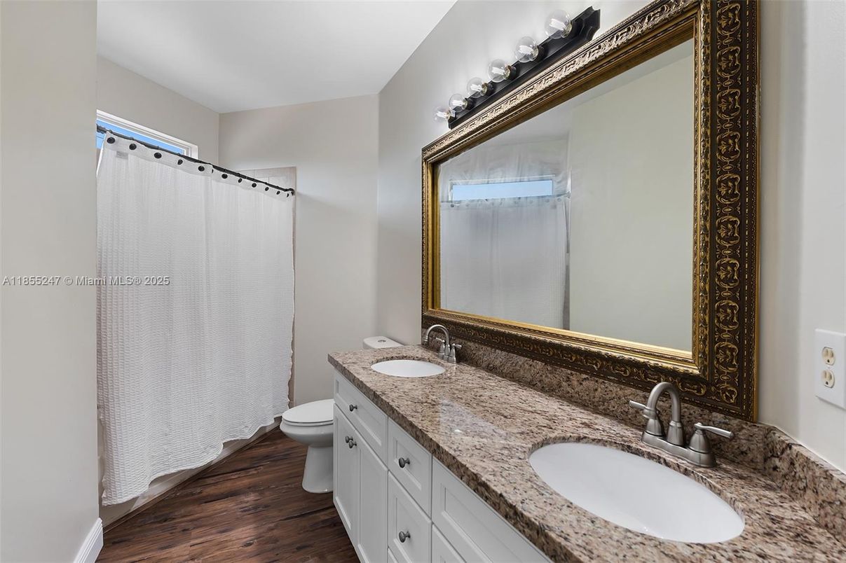 Bathroom, Dual Sink Vanities, Interior, Wood Texture Flooring