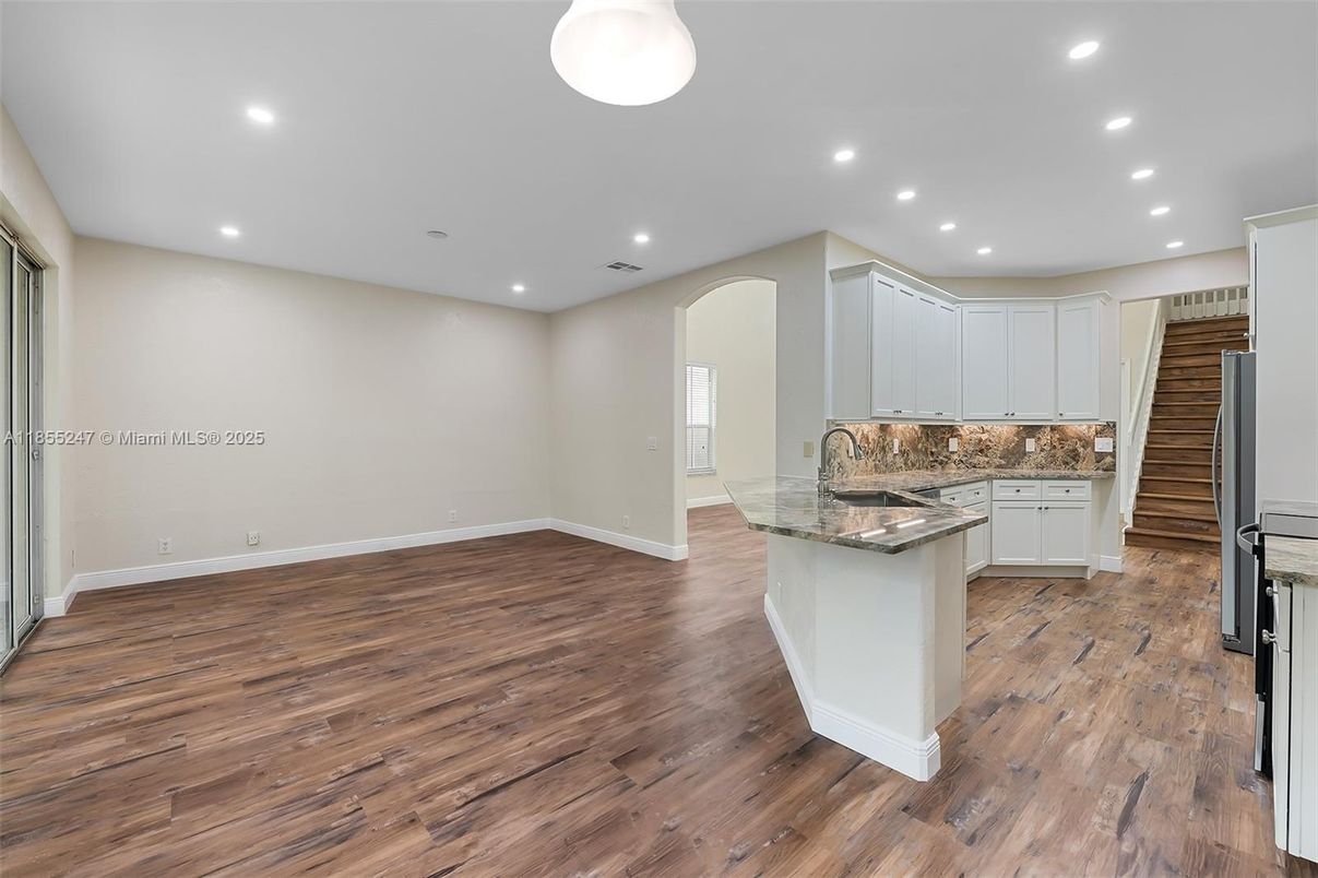 Interior, Kitchen, Recessed Lighting, Wood Texture Flooring