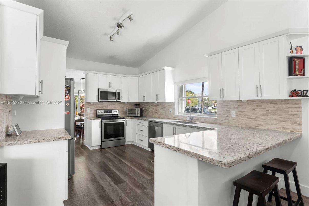 Interior, Kitchen, Stainless Steel Appliances, Wood Texture Flooring