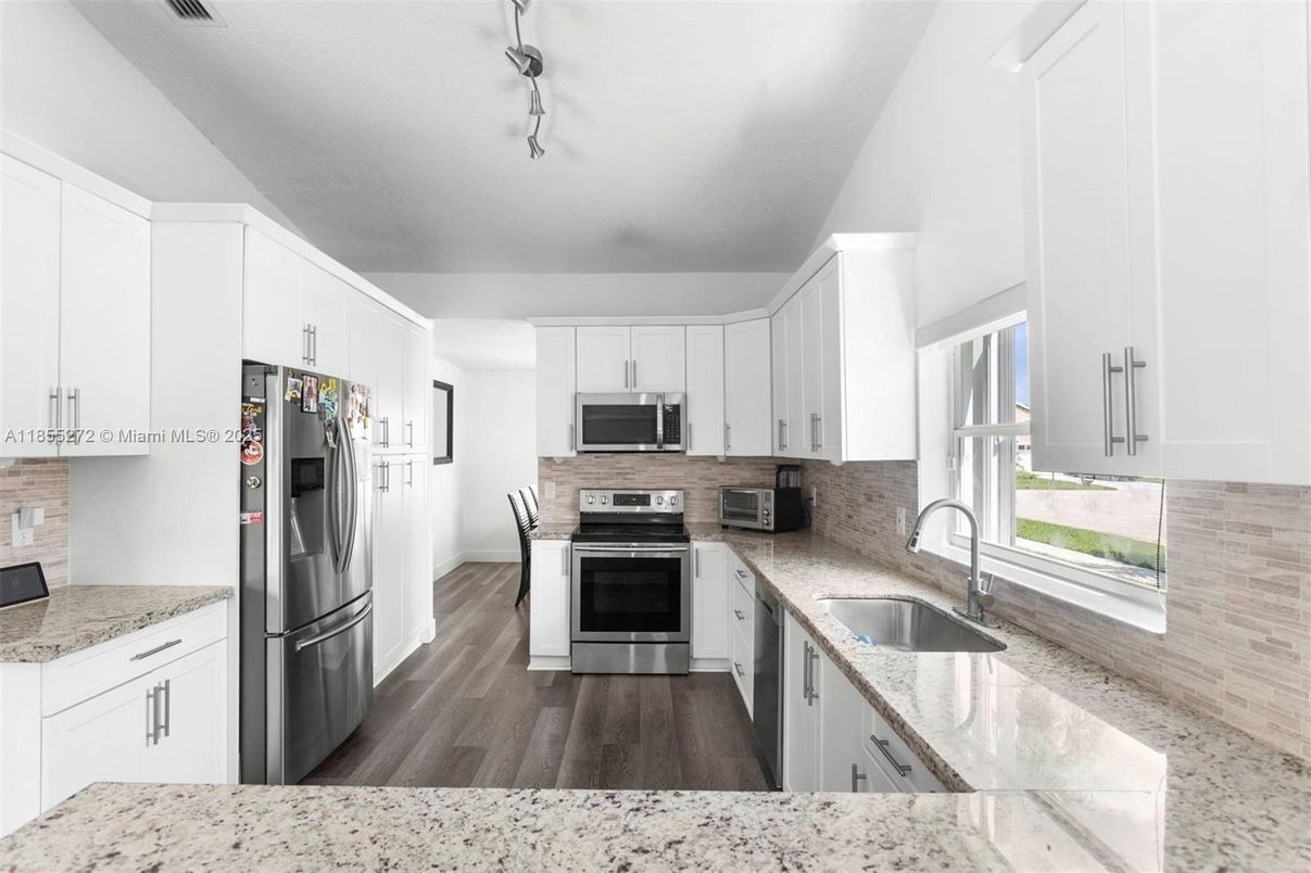 Interior, Kitchen, Stainless Steel Appliances, Wood Texture Flooring
