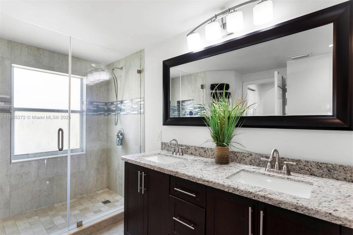 Bathroom, Dual Sink Vanities, Glass Shower, Interior