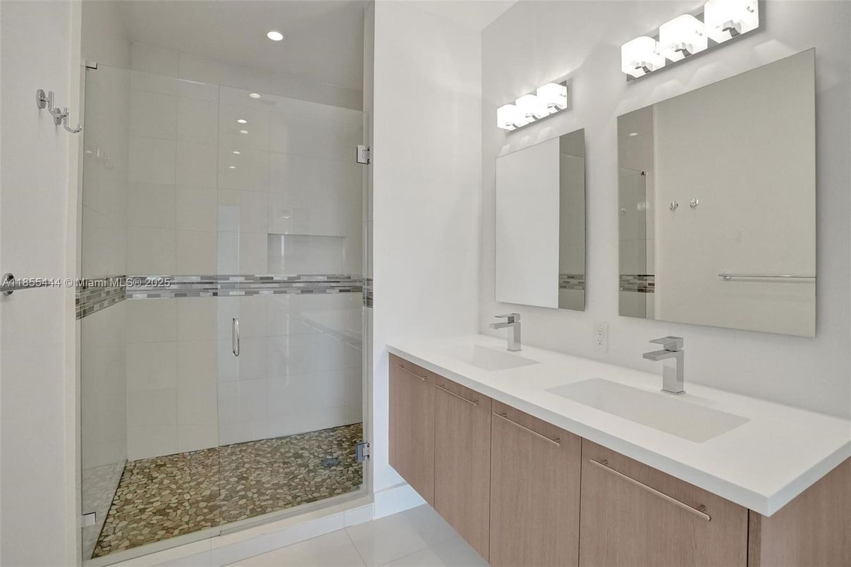 Bathroom, Dual Sink Vanities, Glass Shower, Interior, Recessed Lighting