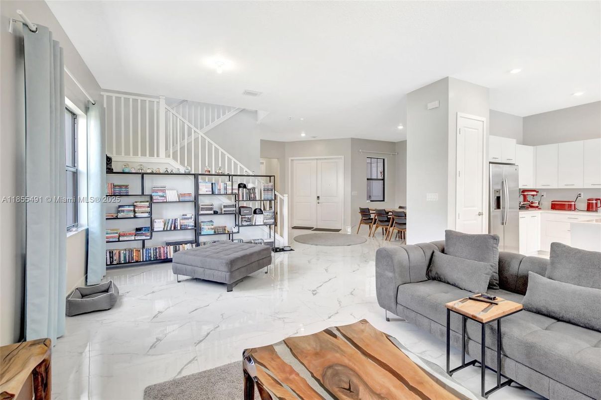 Interior, Kitchen, Living room, Marble, Recessed Lighting