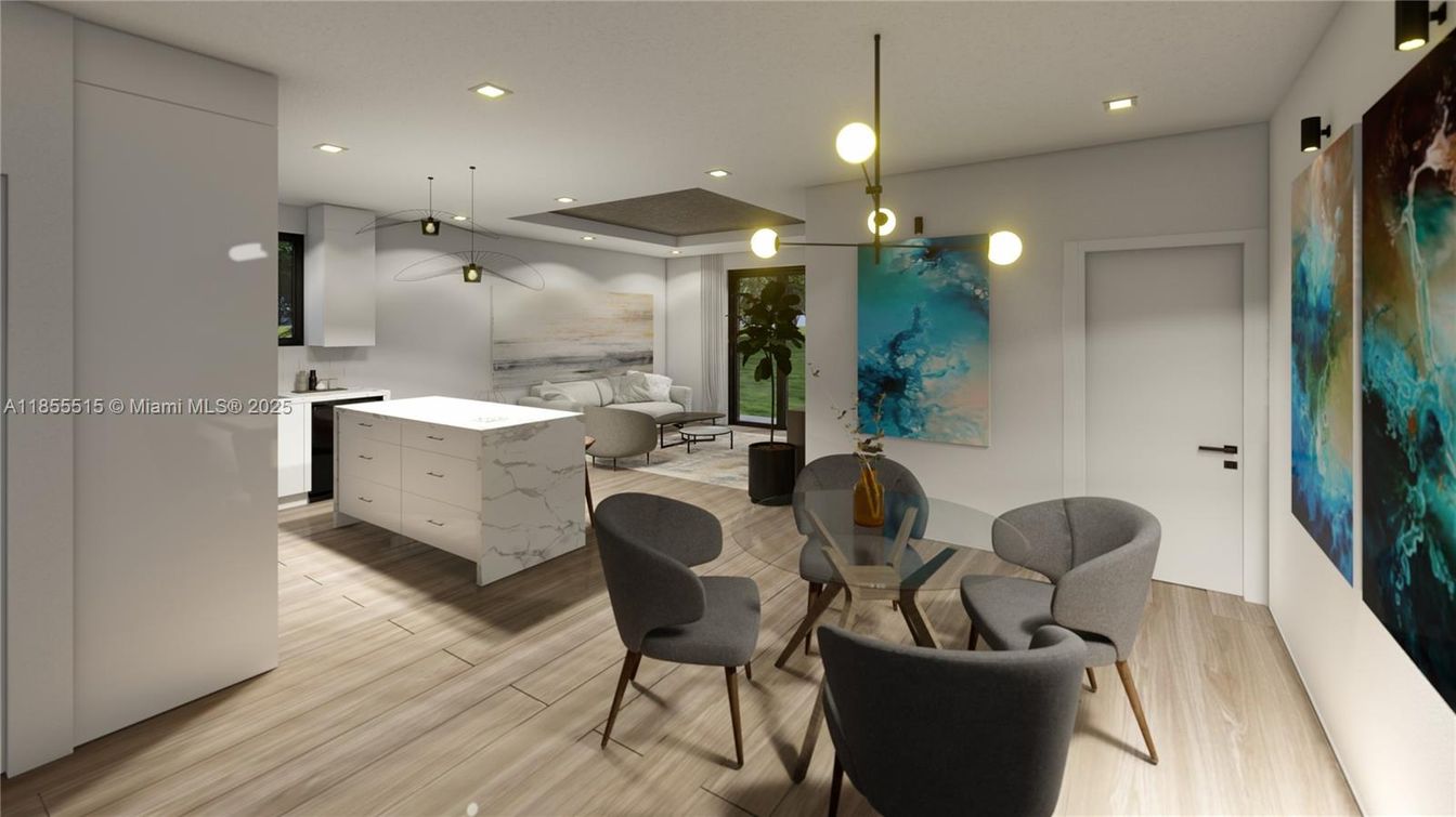 Interior, Living room, Marble Walls, Pendant Lights, Recessed Lighting, Wood Texture Flooring