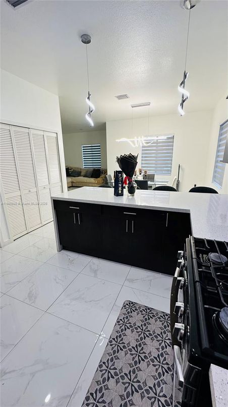 Interior, Kitchen, Marble, Pendant Lights