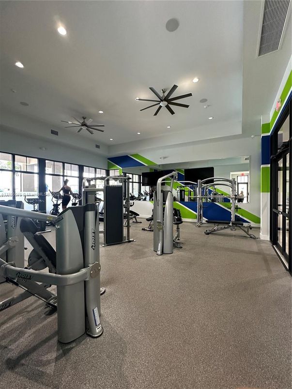 Fitness Equipment, Gym, Interior, Recessed Lighting