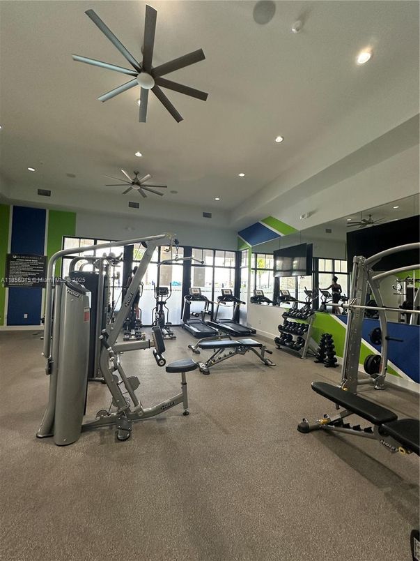 Fitness Equipment, Gym, Interior, Recessed Lighting