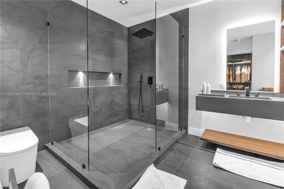 Bathroom, Glass Shower, Interior, Recessed Lighting