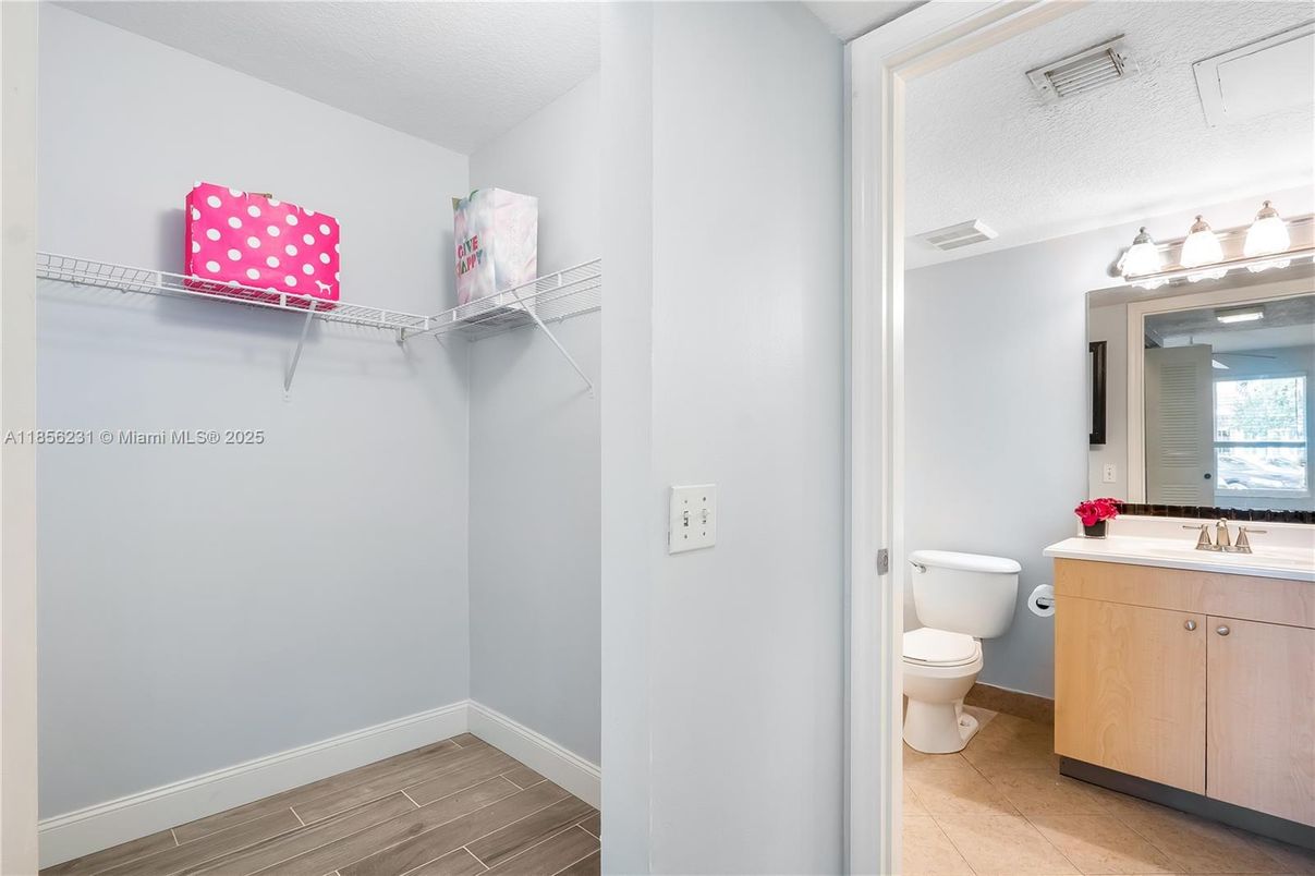 Bathroom, Interior, Walk-in Closets, Wood Texture Flooring
