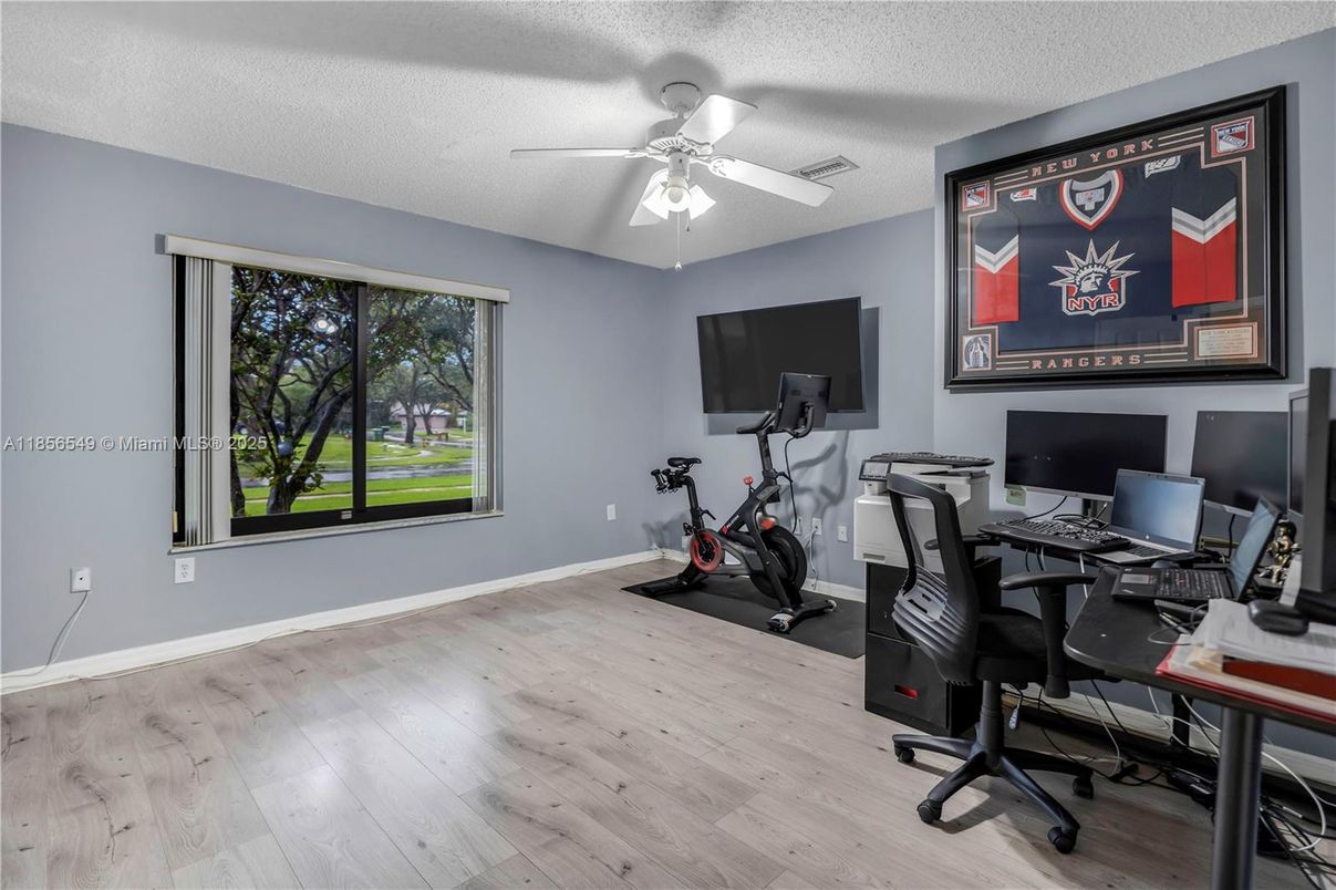 Fitness Equipment, Home Office, Interior, Wood Texture Flooring