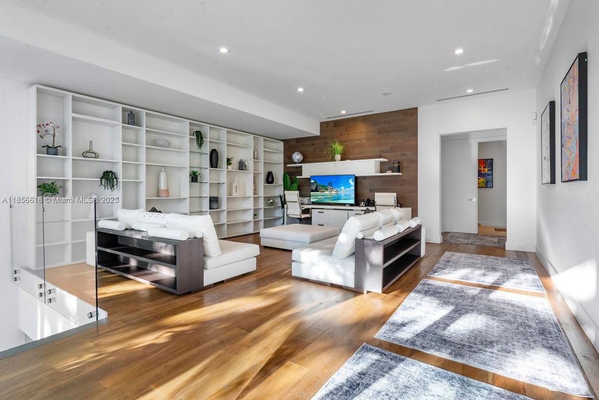 Bedroom, Interior, Recessed Lighting, Wood Texture Flooring, Wooden Walls
