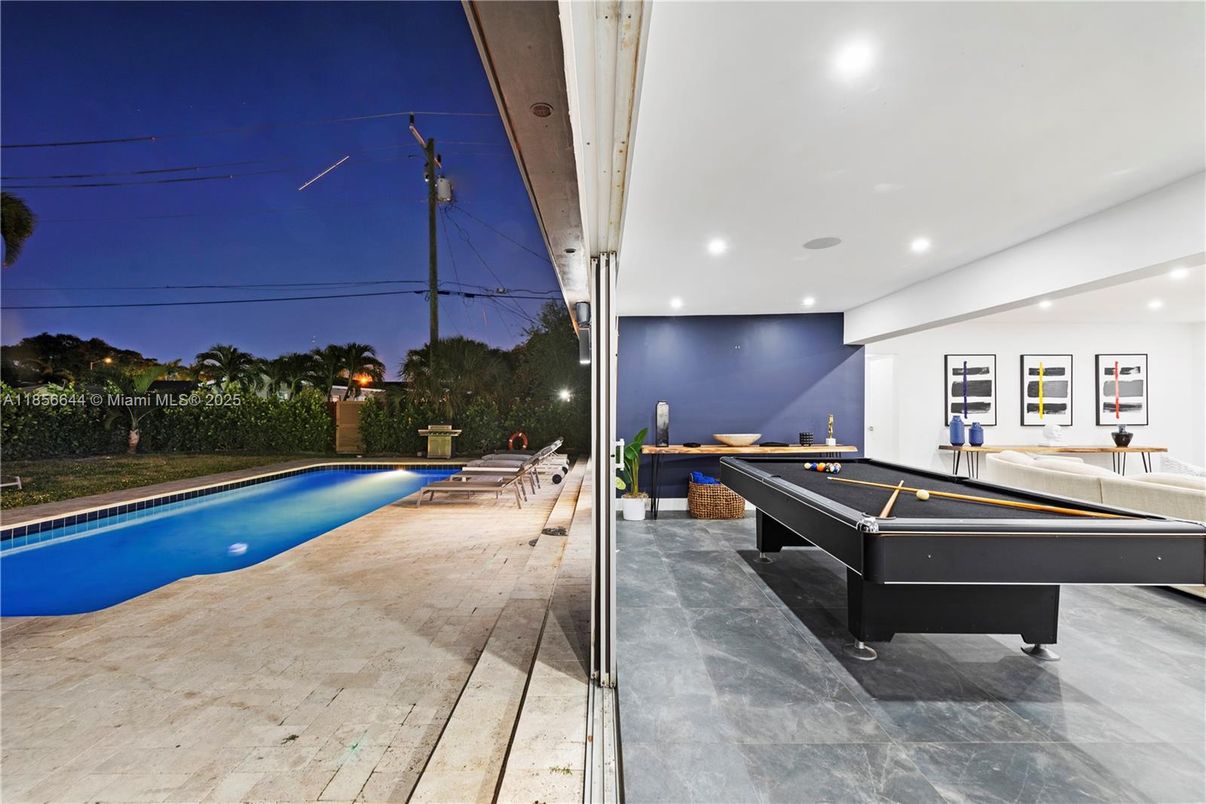 Billiard Table, Exterior, Game Room, Pool, Recessed Lighting