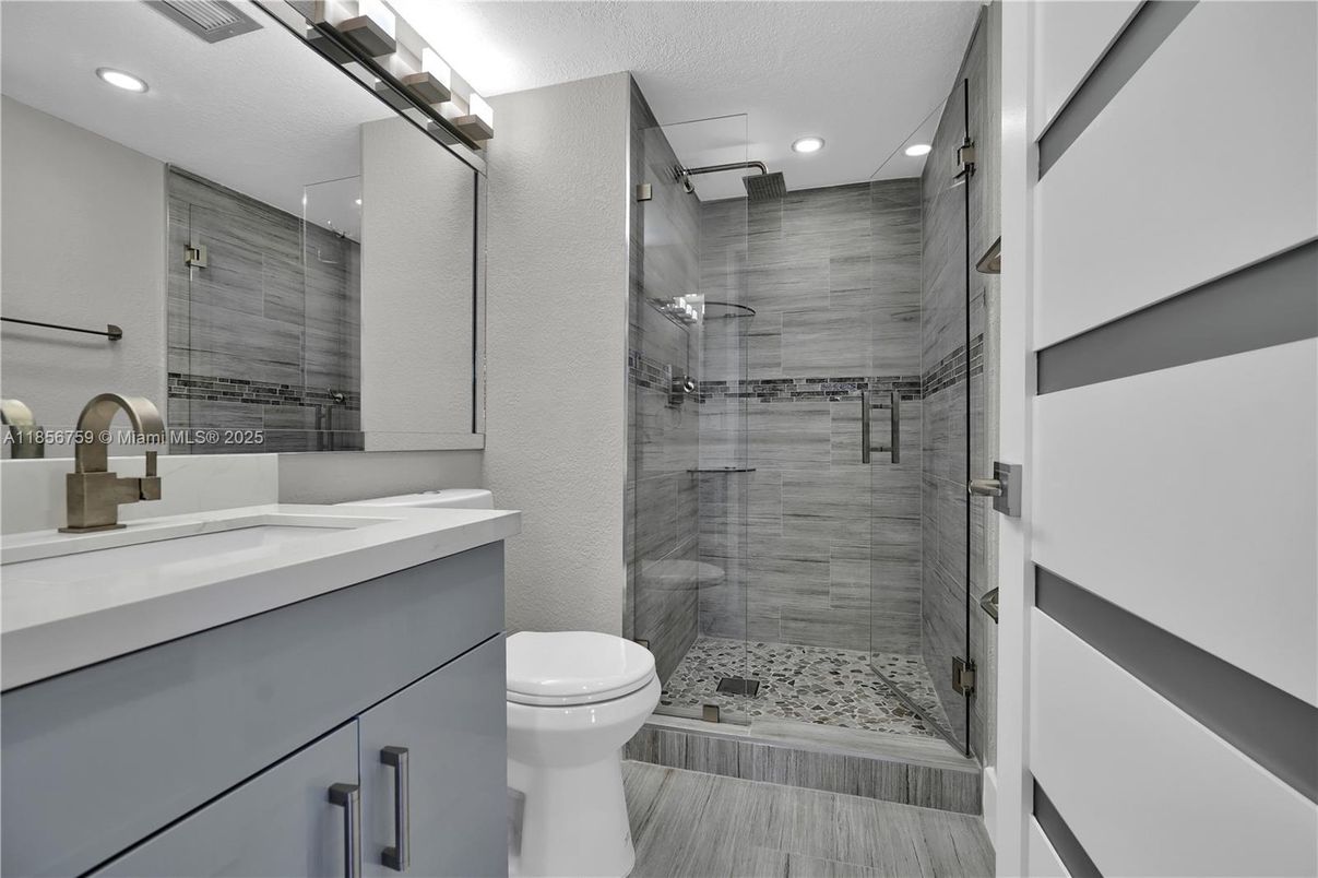 Bathroom, Glass Shower, Interior, Recessed Lighting