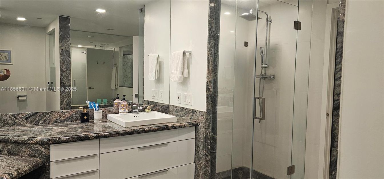 Bathroom, Glass Shower, Interior, Recessed Lighting