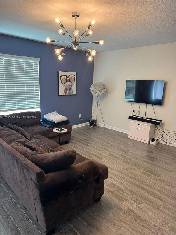 Interior, Living room, Pendant Lights, Wood Texture Flooring