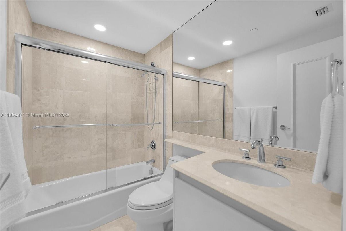 Bathroom, Glass Shower, Interior, Recessed Lighting