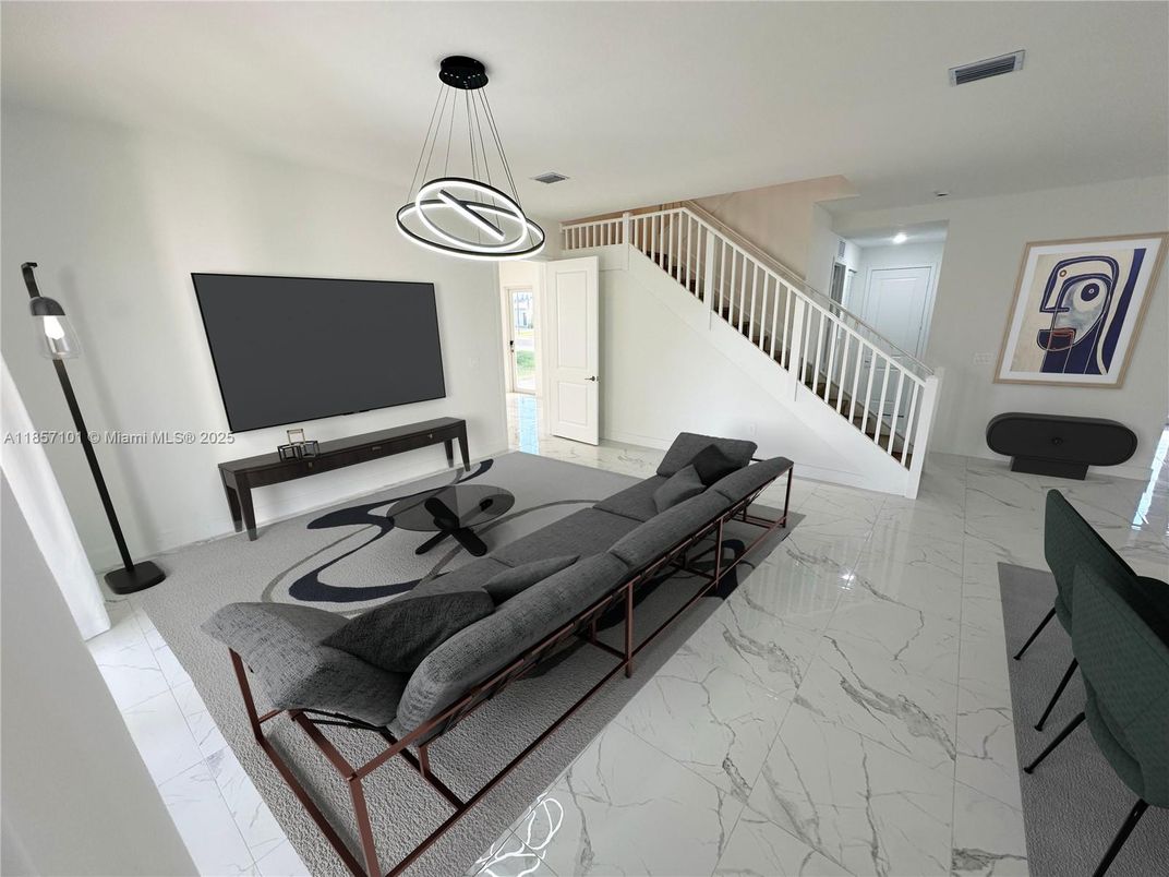Interior, Living room, Marble, Pendant Lights