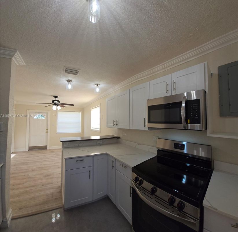 Interior, Kitchen, Stainless Steel Appliances, Wood Texture Flooring