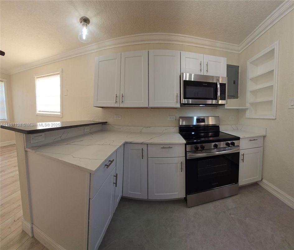 Interior, Kitchen, Stainless Steel Appliances, Wood Texture Flooring