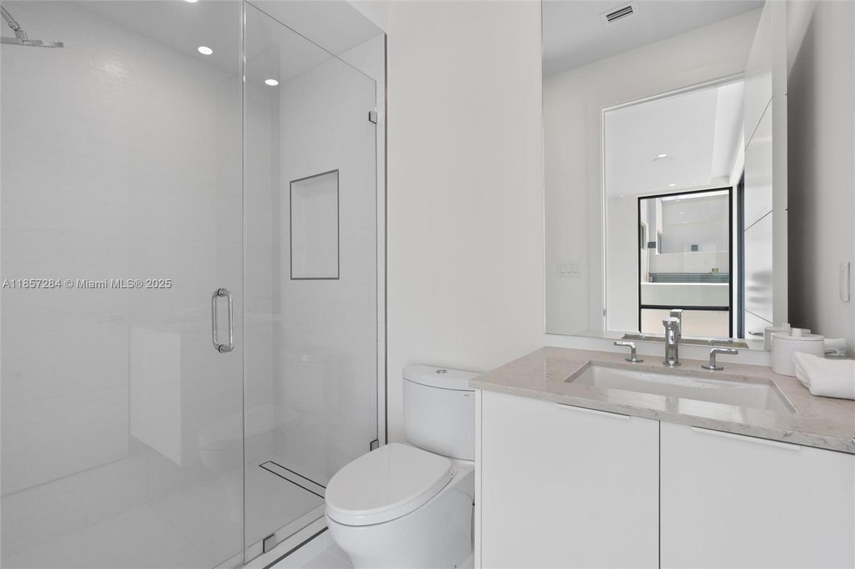 Bathroom, Glass Shower, Interior, Recessed Lighting